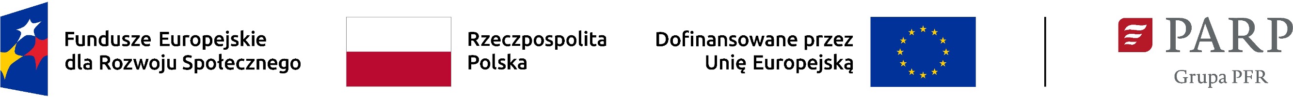Fundusze Europejskie dla Rozwoju Społecznego, Rzeczpospolita Polska, Dofinansowane przez Unię Europejską, PARP Grupa PFR